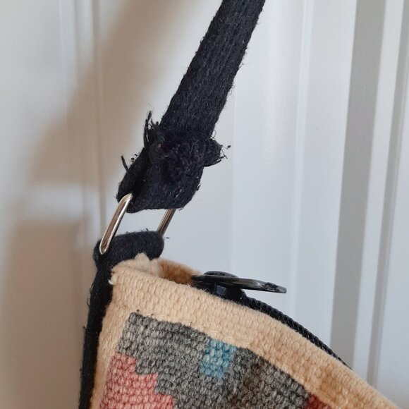 VTG 90's Kokopelli Southwestern Woven Bookbag Tote - Picture 6 of 12